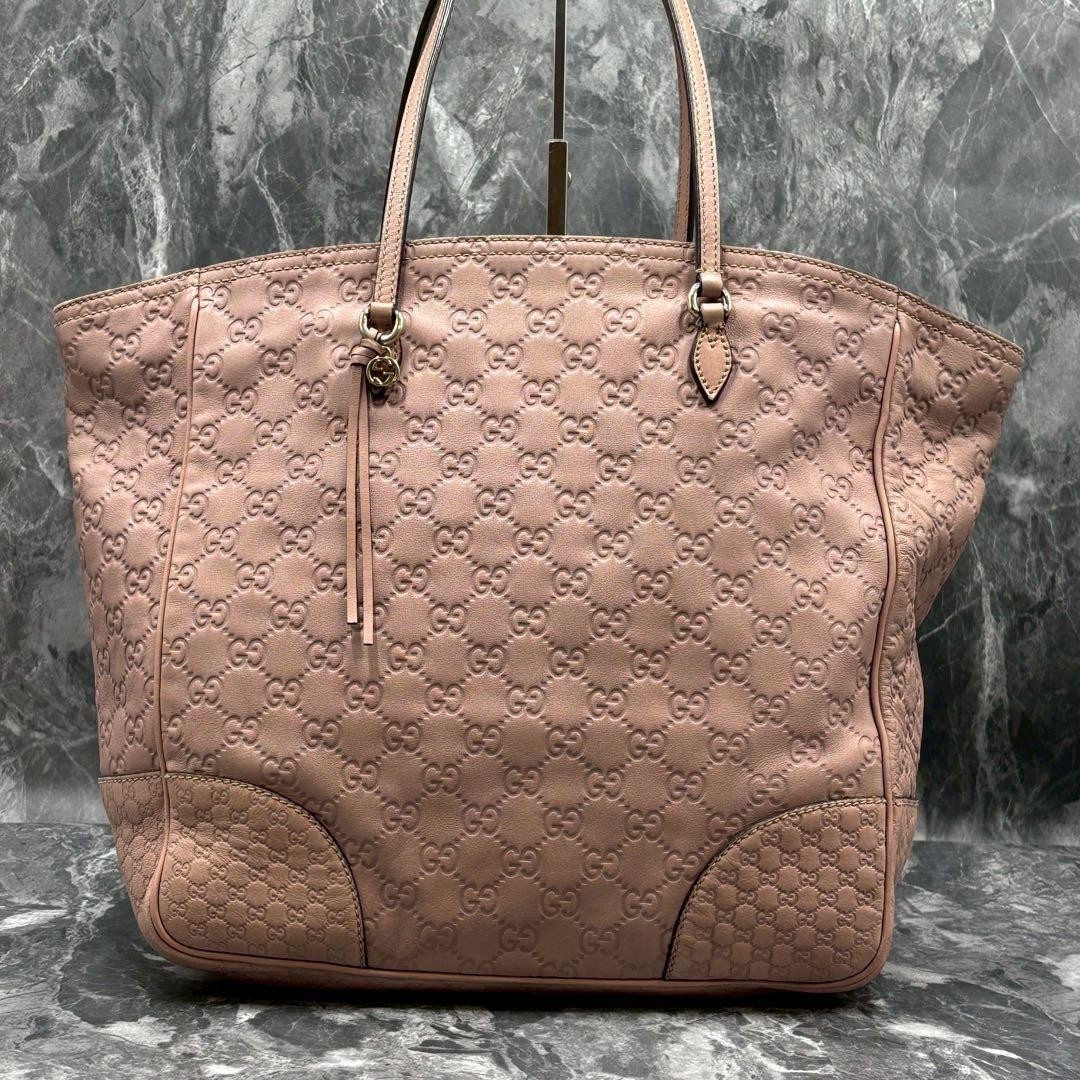 GUCCI GG Tote Bag Pink Leather Large Capacity Unisex Authentic thumbnail 2