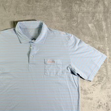 Peter Millar Polo Shirt Mens Large Light Blue Striped Pima Cotton Sea Island