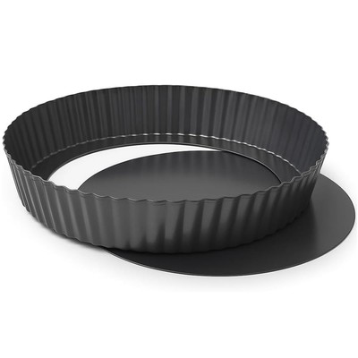 9.44 inch Deep Dish Pie Pan with Removable Bottom - Fluted Carbon Steel Tart