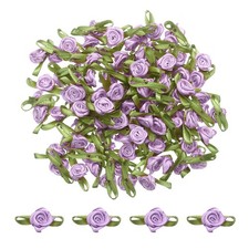 100 Pcs Light Purple Ribbon Roses 5/8"x1" Mini Roses
