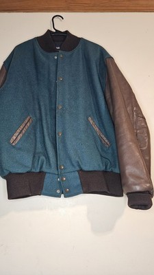 Holloway Original Wool & Leather Jacket Coat Size XL Vintage