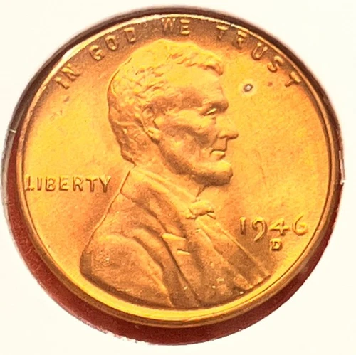 1946-D Lincoln Wheat Cent Penny GEM RED BU From an Original Bank Roll