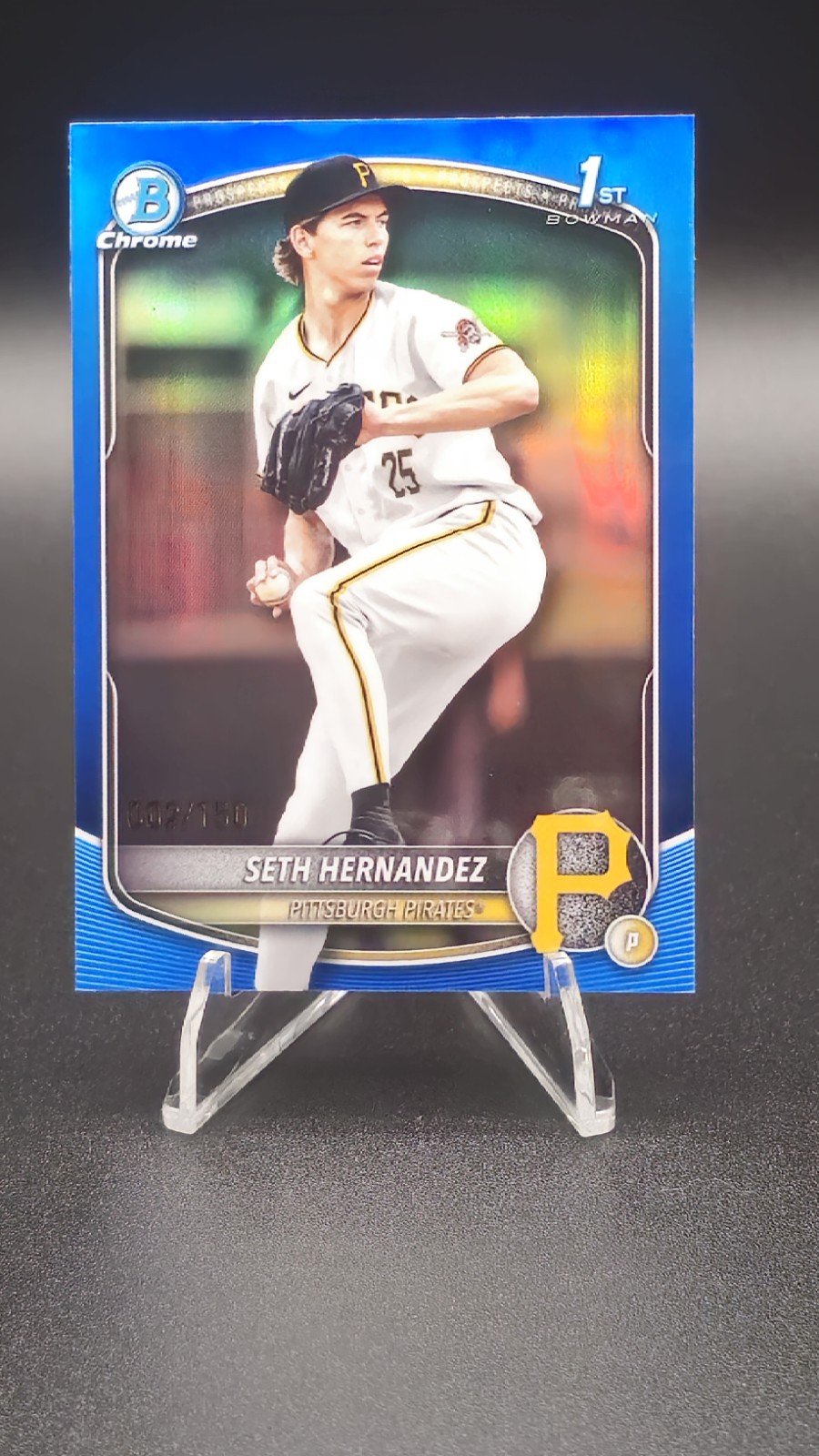 2025 Bowman Draft SETH HERNANDEZ 1st Bowman CHROME BLUE REFRACTOR /150 Pirates