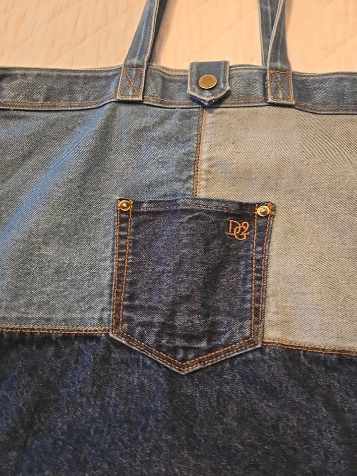 Diane Gilman DG2 Anniversary Denim Tote Bag PATCHWORK - Image 4 of 4