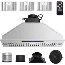 Insert Range Hood, 900CFM 4-Speed, 36 In. Stainless Steel Built-In Kitchen with