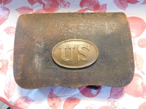 U.S. Civil War Model 1855 Leather Cartridge Box with Front Plate