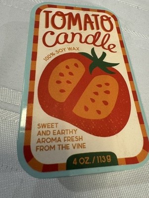 Tomato Candle in Tin Can 100% Soy Smells Like Vine Tomatoes NWOT -Free Shipping