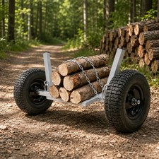 Heavy Duty Steel Log Holder Log Dolly w/ Chain Log Skidder Arch Trailer