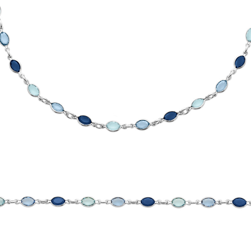 Collier cristal de Swarovski dégradé bleu en argent, cadeau idéal pour femme