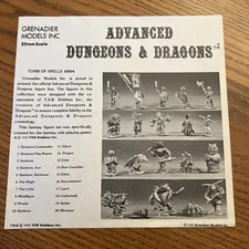 Original Insert ONLY for Grenadier Models TOMB OF SPELLS Miniature Boxed Set