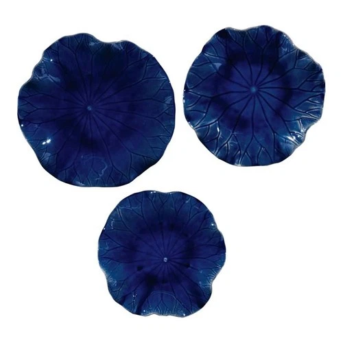 Uttermost Abella Contemporary Ceramic Wall Decor in Cobalt Blue (set of 3) - Picture 1 of 8