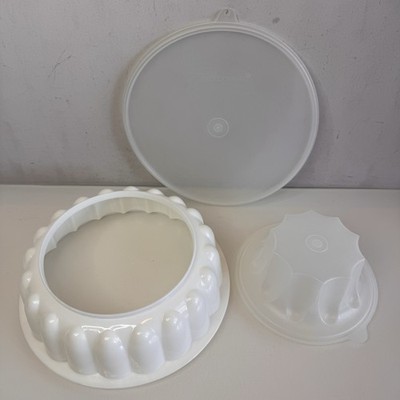 Vintage Tupperware Marmeladenform Blancmange Ring mit Deckel 3 Stück 23 cm