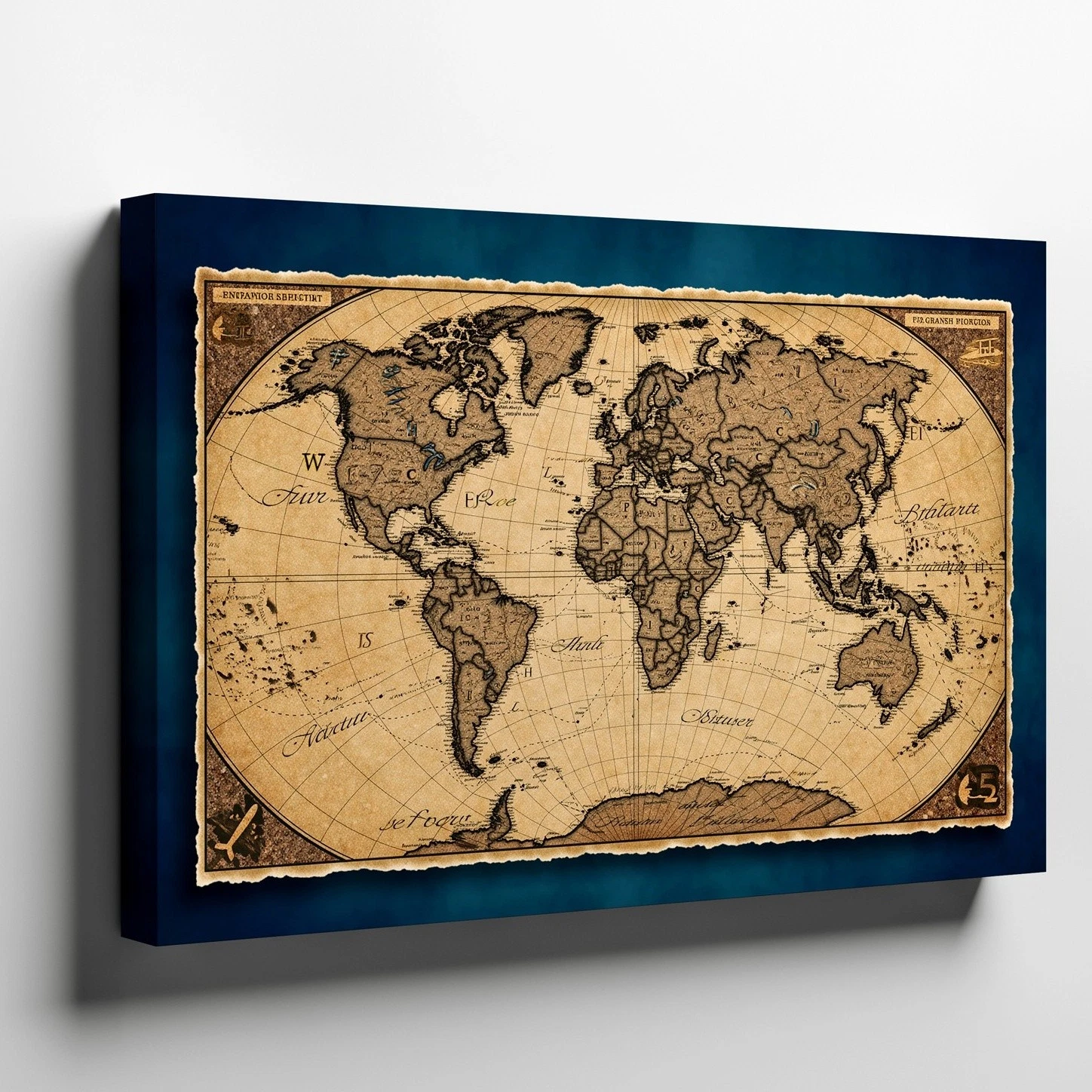 Detailed World Map Featuring A Rich, Textured Cork Surface Wall Art Canvas Print