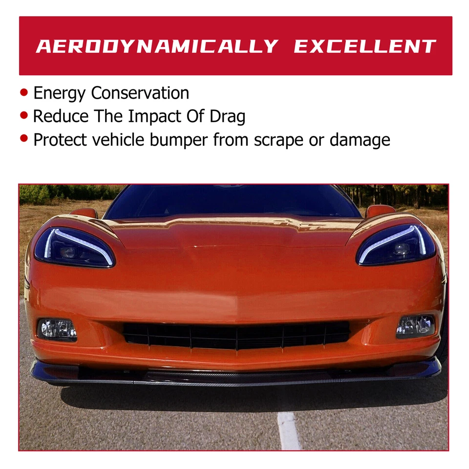 HECASA For 05-13 Corvette C6 Base Front Lip Splitter ZR1 Style Carbon Fiber Look Foto 4 de 4