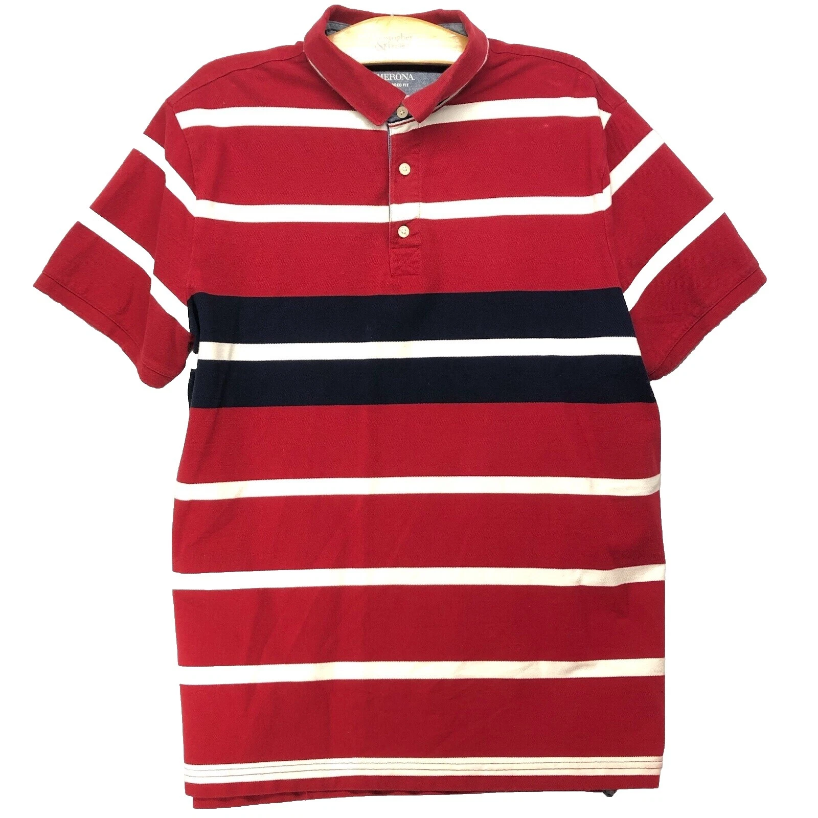 Camisas informales con botones de algodón Merona de manga corta a rayas