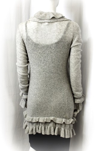 NEW CASMARI CARDIGAN GRAY WRAP RUFFLED SWEATER CASHMERE LONG SLEEVE 1 RARE - Picture 4 of 7
