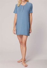 Ultra Soft Short Sleeve Pajama Sleepshirt Henley Nightshirt Nightgown S XL