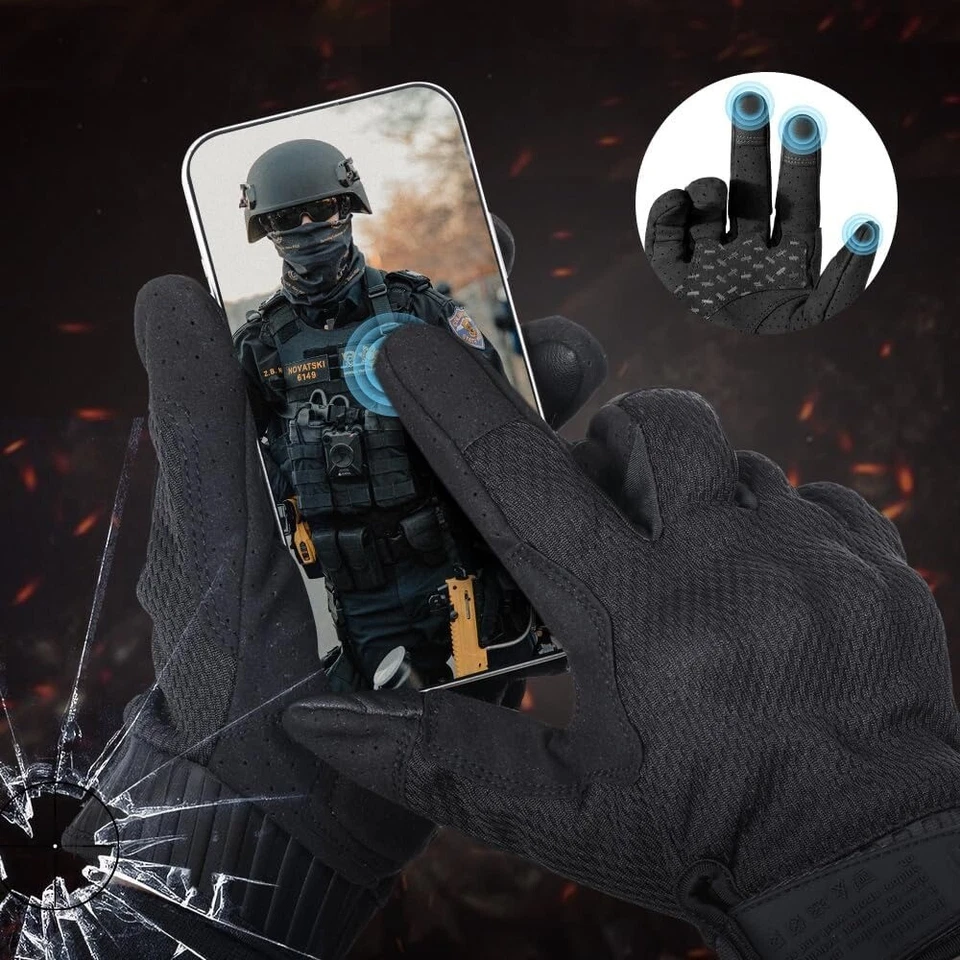 Guantes tácticos de combate de tiro camuflaje transpirables pantalla táctil guantes de dedo completo Foto 4 de 4