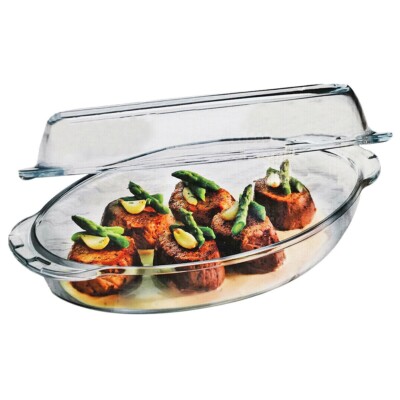 1,8L Auflaufform mit Deckel Ofenfest Backen Kochen Braten Serviertablett Kasserolle