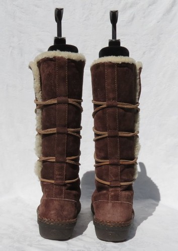 UGG AUSTRALIA Mujer US 8 EU 39 Marrón Cuero Piel de Oveja Botas Altas con Cordones - Imagen 6 de 10