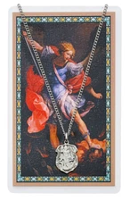 Saint Michael Prayer Card Set 18 Inch Medal Necklace With Prayer Card Gift Set