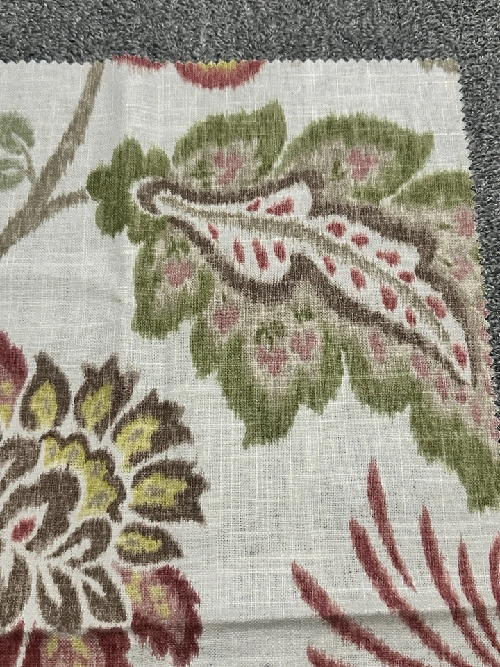 Duralee Fabric Sample 42194 Azalea 25.75” x 24.75” Floral Pink Red Green Crafts - Image 4 of 4