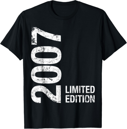 Cotton 17th Birthday Gifts Men Boy Girl 17 Years Old Vintage 2007 T-Shirt