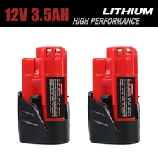 2PC For Milwaukee for M12 LITHIUM 12V Battery 3.5Ah Extended Capacity 48-11-2460