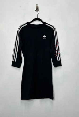 ADIDAS Three Stipe 3/4 Sleeve Body Con Dress Embroidered Hearts Size Small  | eBay