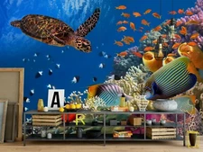 3D Turtle Fish G728 Wallpaper Mural Self-adhesive Removable Sticker Joy