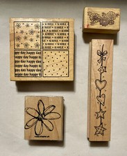 Rubber Stamp Blocks - Flowers, Stars, etc - Package of 4 Stamps C-4