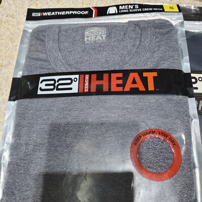 MENS SMALL HEATHER NAVY 32 DEGREES HEAT BASE LAYER T-SHIRT LONG SLEEVE CREW 