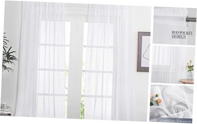  Cloudy Window Sheer Curtains Extra Long for 60''W x 95''L (Pack of 2) White