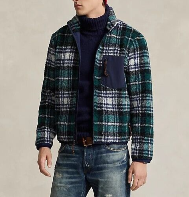 Polo Ralph Lauren Fleece Jacquard Jacket Plaid Pile Long Polo Ralph Lauren Fleece Jacquard Jacket Plaid Pile Long