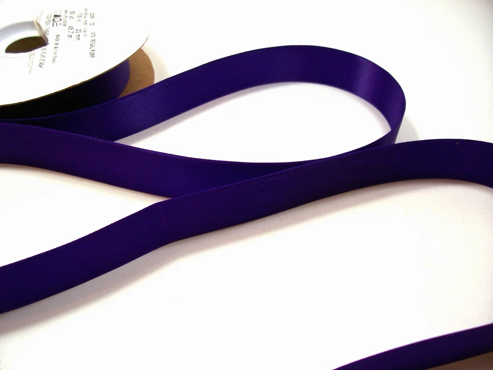 Regal Purple Double-Face Satin Ribbon 7/8" wide x 10 yards Offray Polyester B43 - Image 4 of 4