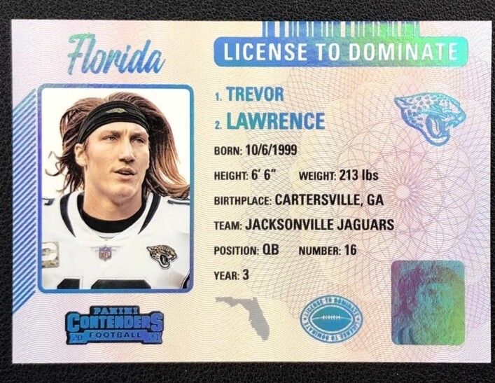 2023 Contenders Football RC QB Trevor Lawrence License To Dominate #24 Football
