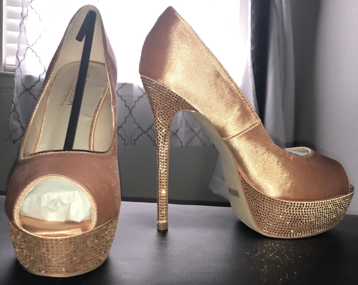 Rose gold jeweled heels hotsell
