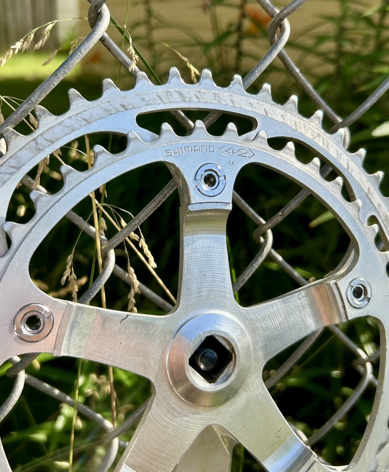 Shimano 600 Arabesque Crankset 170 Vintage Old School Square Taper Cranks 42 52 - Image 4 of 4