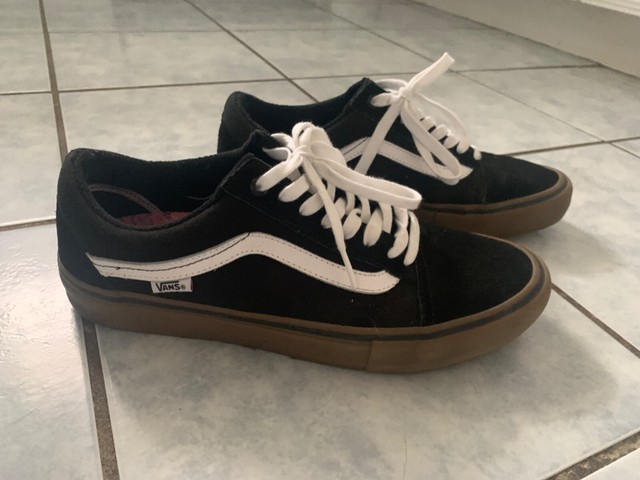 vans old skool pro black white gum