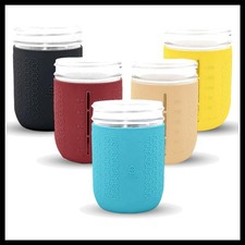 Autumn Winter Wide Mouth Mason Jar Silicone Sleeve 16oz - Insulated Grip for ...