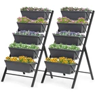 Set of 2 4 FT Vertical Raised Garden Bed 5-Tier Planter Box for Patio Balcony