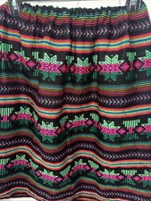 Vintage Hippie Boho Guatemalan Embroidered Multicolor Skirt Size M/L