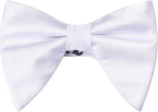 Satin Silk Oversized Bow Tie Solid Color Formal Tuxedo Big Bowtie White 