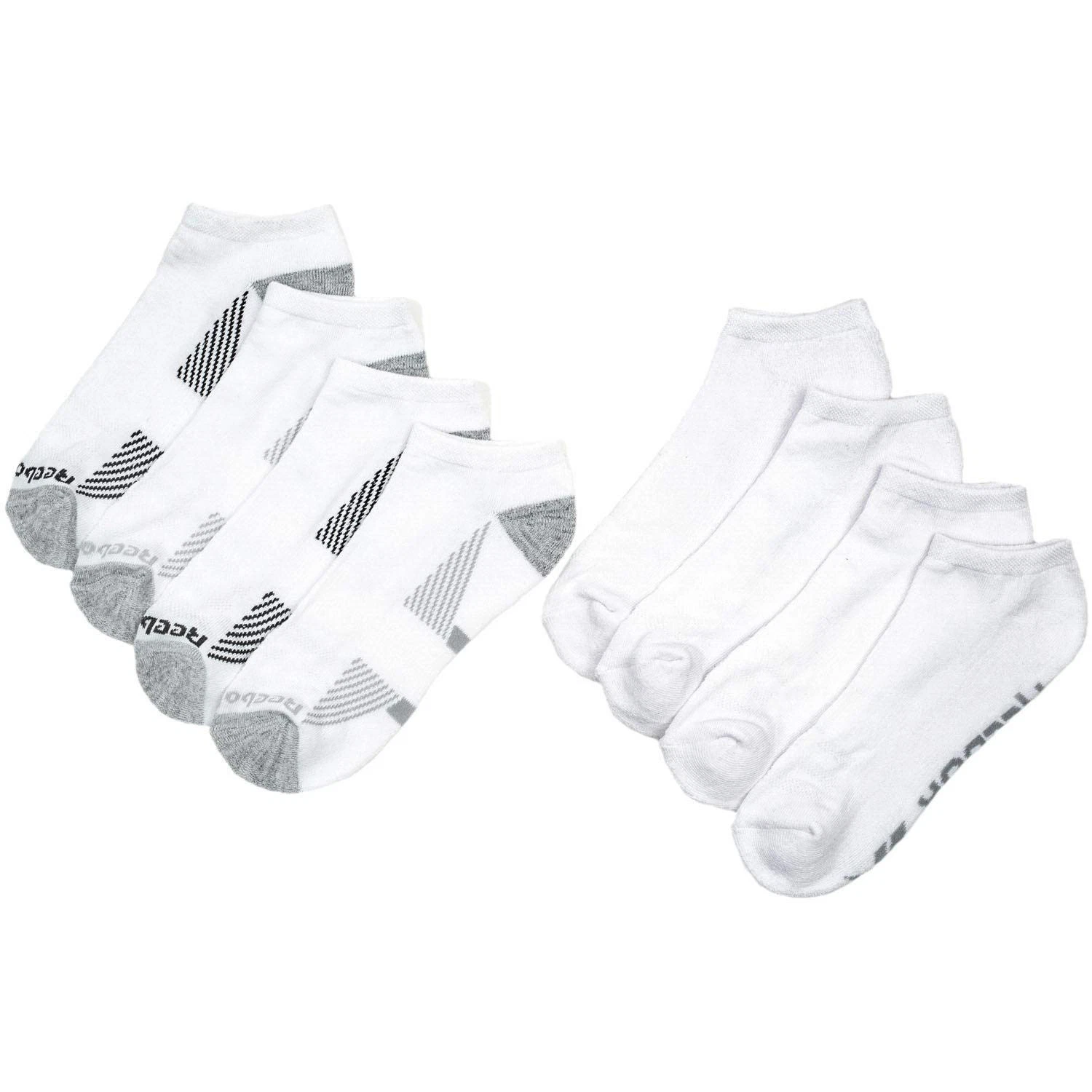 Reebok Men's Low Cut Socks Cushion Performance Training, White, 8 Pairs - L