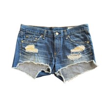 Rag Bone Women's Raw Hem Distressed The Cut Off Denim Jean Shorts Size 26