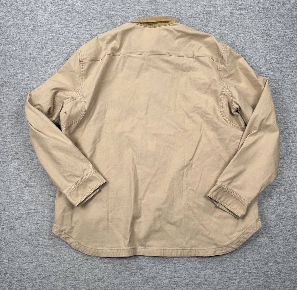 LL Bean Signature Chore Jacket Mens XL Tan Slim Corduroy Collar Flannel Lined - Image 2 of 4