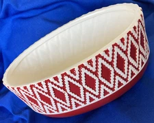 FTD Aztec Design Planter Bowl-Vase 7.25" x 4" W x 3.75" Red White Holiday