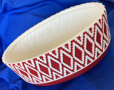 FTD Aztec Design Planter Bowl-Vase 7.25'' x 4'' W x 3.75'' Red White Collectible