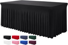 One-Piece Spandex Black Table Cloth Skirt for 6FT Rectangle Tables