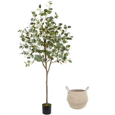 Warmplants Artificial Eucalyptus Tree 6Ft Tall Fake Eucalyptus Plant Basket